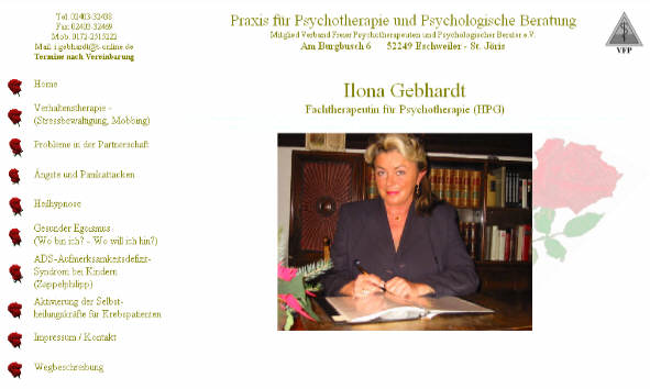 Praxis für Psychotherapie Ilona Gebhardt Psychotherapeutin Eheberatung Eimzeltherapie